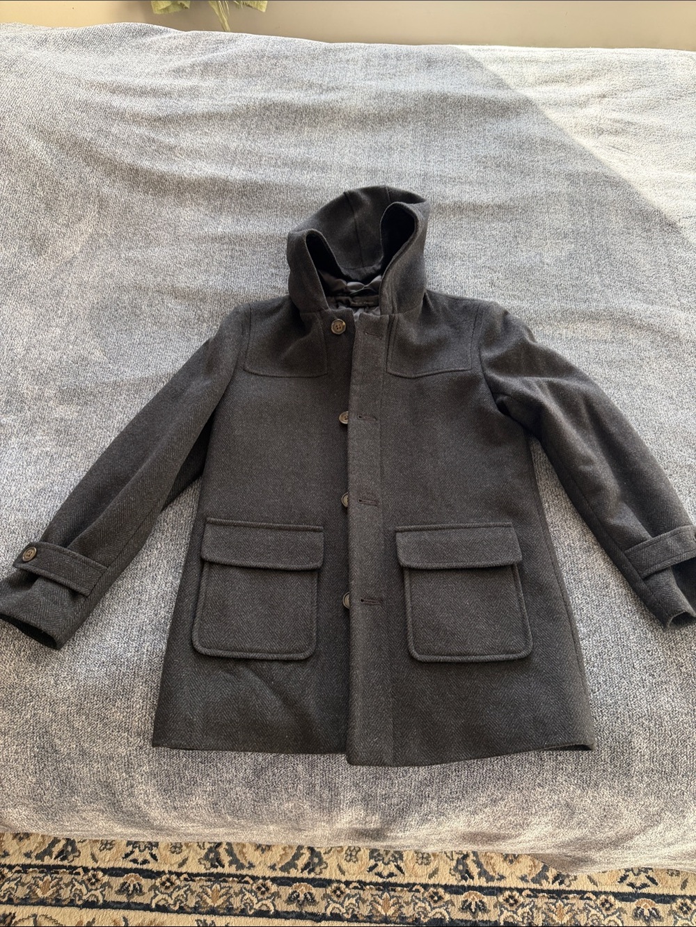 Ralph Lauren Charcoal Hooded Kids Pea Coat. New, no tag.